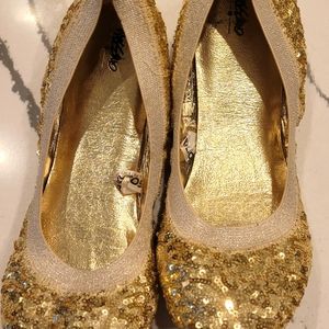 Massimo Gold Sequin Ballerina Flats 8 1/2